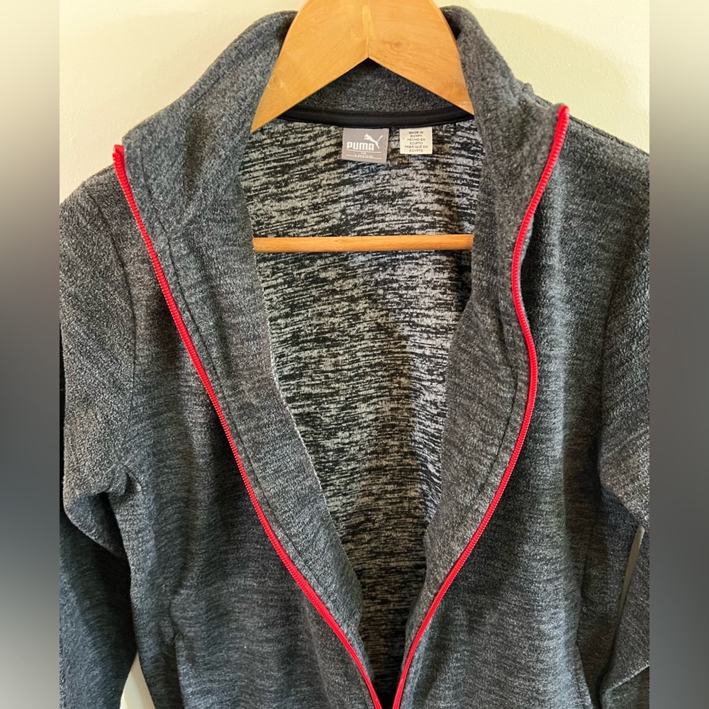 Puma Boys Youth Large 12-14 Gray Zip Up Jacket Athletic Track Sweatshirt - Picture 6 of 10